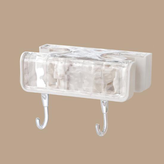 Mop Holder Double-ended Mop Clip Punch-free Broom Rack Space Saving Bathroom Organizer with Hook for Home