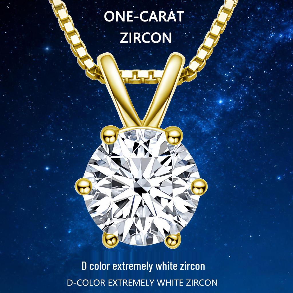 Collana a forma di orecchie di coniglio in Moissanite: Elegante Collana di Lusso con Pendente Rotondo da 1 Carato per Donna