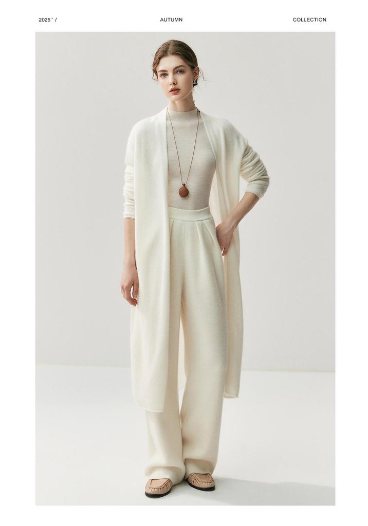 Women's Lightweight Baby-Grade Cashmere Cardigan - White Shawl Knit Jacket, Soft and Cozy for Autumn and Winter