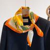 Orange Cashew Flower Cotton and Linen Hair Scarf  Small Square Scarf  Women's Thin Scarf  Linen Headscarf  Versatile Shirt