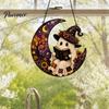 Whimsical Lawn Decor 2D Ghost Moon Pumpkin Acrylic Suncatcher, Halloween Window Home Garden Accents Hanging Ornament, Autumn Thanksgiving Yard