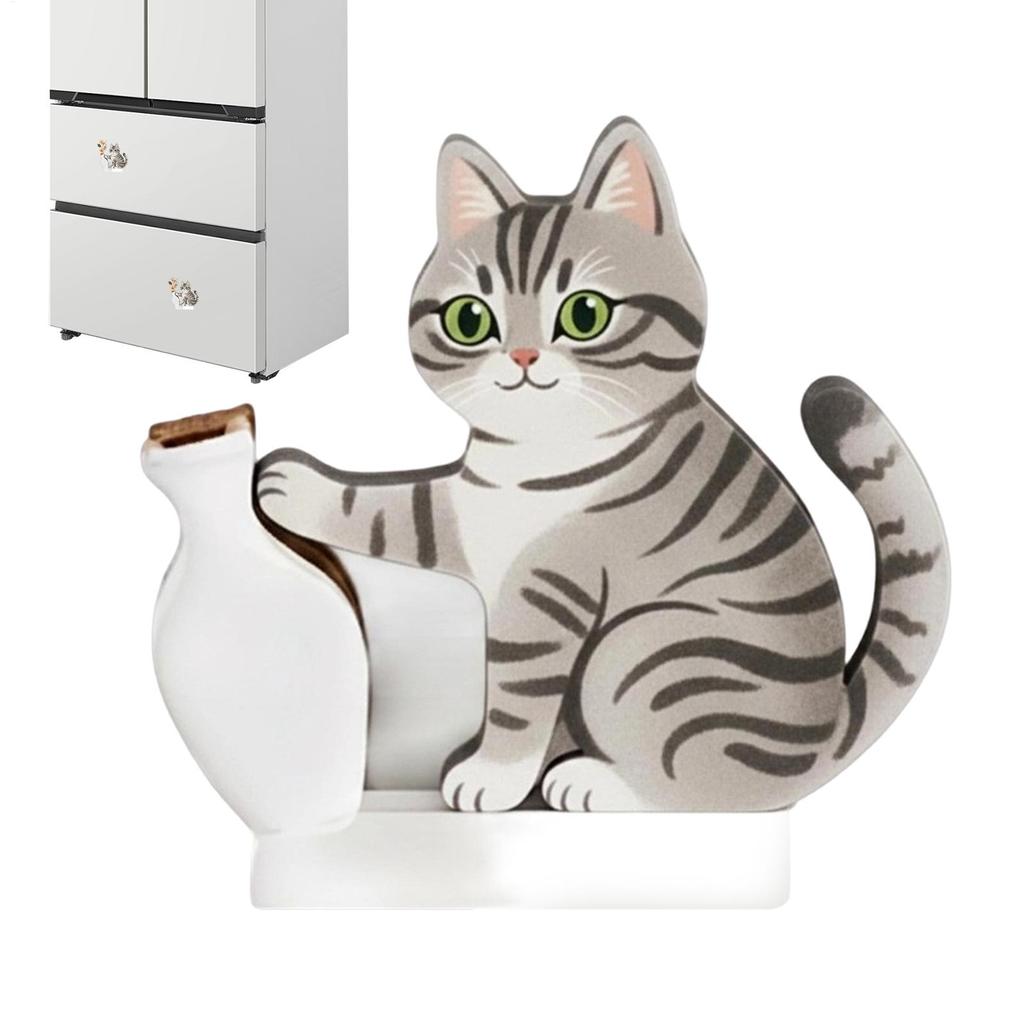 Cat Pushing Vase Decor Fridge Magnet Home Office Memorial Box Cat Whisker Collection Gift for Cat Lovers