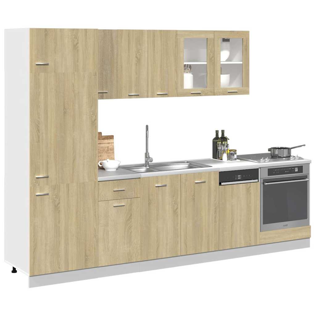Vidaxl 8-Piece Kitchen Cabinet Set, Sonoma Oak