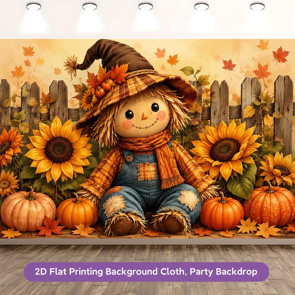 1 piece of 2D flat background fabric decorated with pumpkin straw and paired with sunflower polyesterzyc