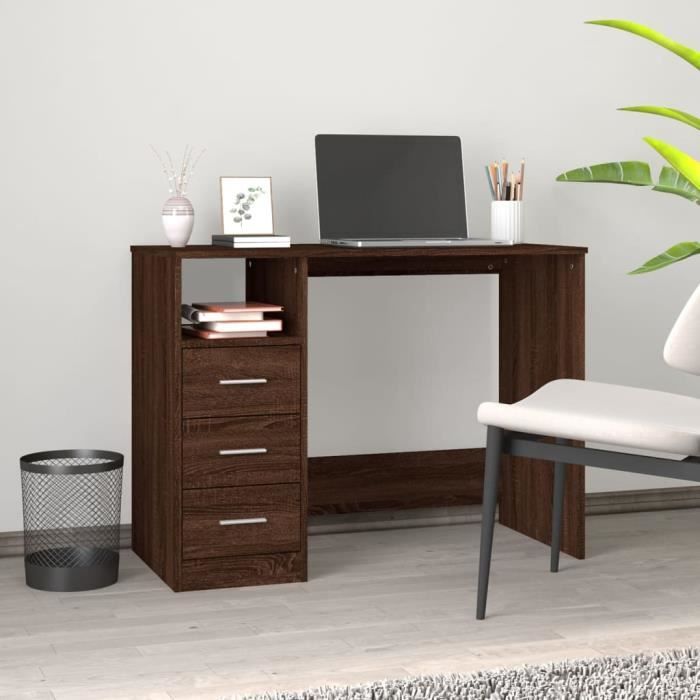 VidaXL Bureau avec tiroirs Chêne marron 102x50x76 cm Bois d'ingénierie 823039