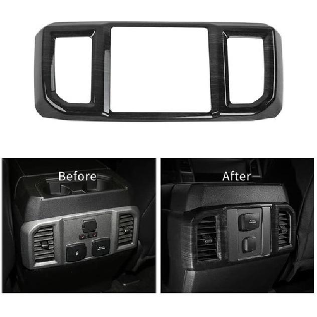 Black Wood Grain Rear AC Air Condition Outlet Vent Covers Trim for Ford 2016-19