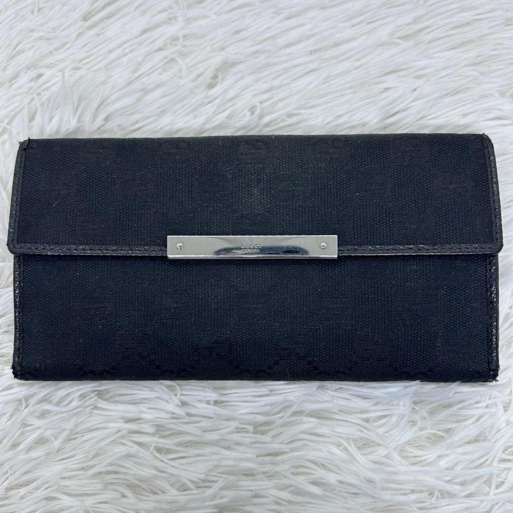 Used Beautiful condition  GUCCI Long wallet GG canvas Black