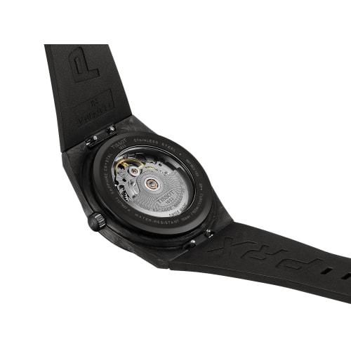 Tissot PRX Powermatic 80 Watch, 40mm, Rubber Strap, Black Carbon Fiber Dial, Officially Imported, T1379079720100