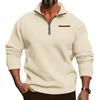 Pull-over Grande Taille d'Hiver Doublé Polaire Demi-Zip Col Montant Couleur Unie Décontracté pour Homme