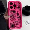 Black Flower Phone Case For iPhone 15 Pro Max Case iPhone 14 11 12 13 16 Pro Max XR X XS 7 8 Plus SE Silicone Cover Soft Funda