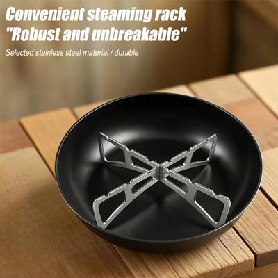 Folding Steam Rack Stainless Steel Portable Space-Steamer Stand Reversible Stable Support Heat Insulation Kitchen Accessories