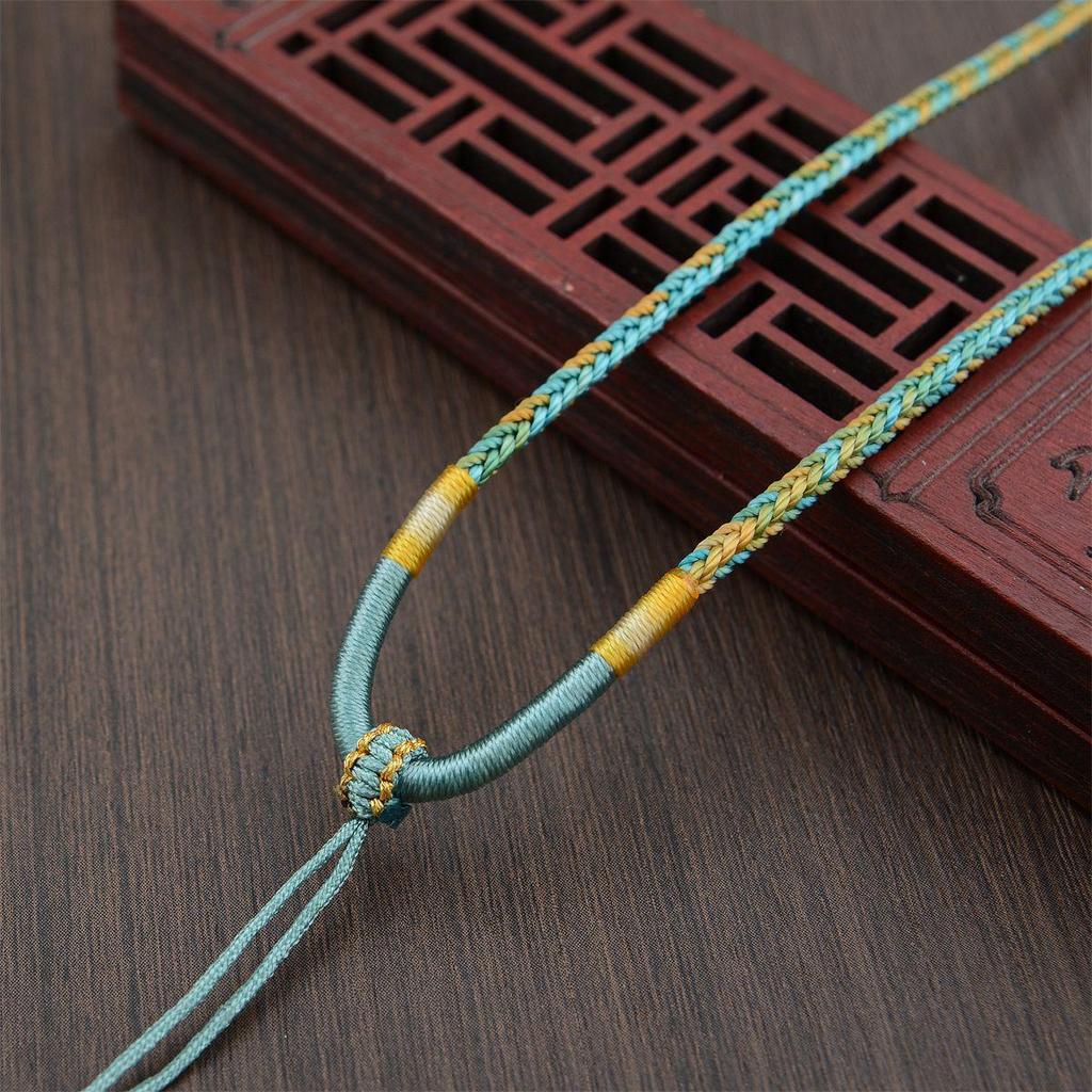 Hand-Woven Gradient Eight-Strand Necklace Cord for Jade and Agate Amulet Pendants