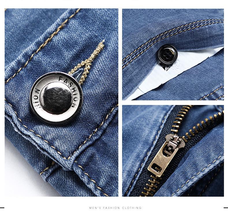 Herren Stretch Sommer Gerade Locker Geschnittene Jeans für Business Casual