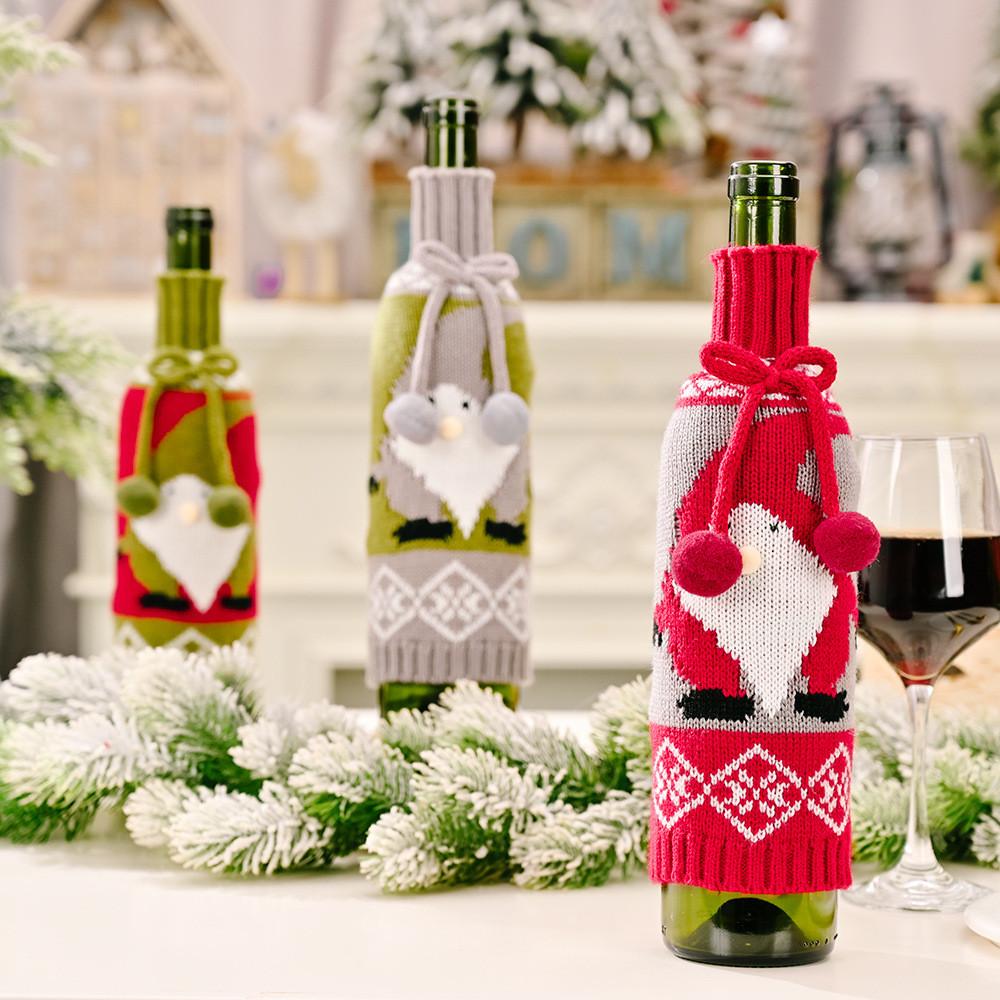 Creative Knitted Christmas Wine Bottle Cover Featuring Adorable Rudolph Design For Festive Table Decor