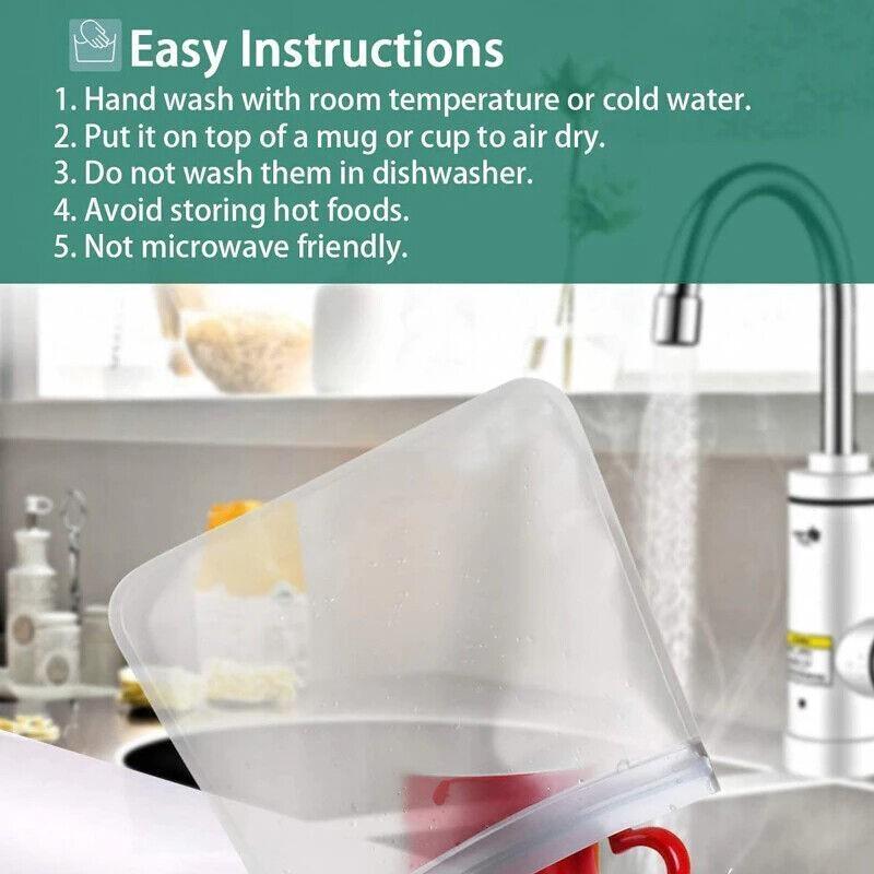 5pcs Food Storage Bag, Washable Reusable Stand-up Zipper Bag, Fruit and Vegetable Sealing Bag, Kithchen Food Fresh Bag Suitable for Lunch