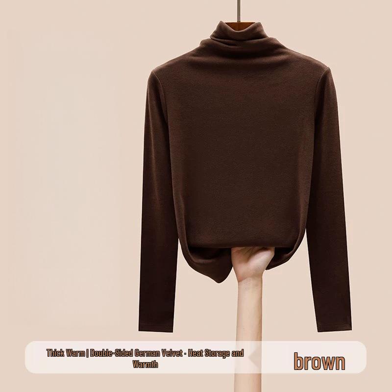Plüsch-Langarm-Basisshirt für Mädchen mit hohem Kragen - Herbst/Winter 2025 Edition