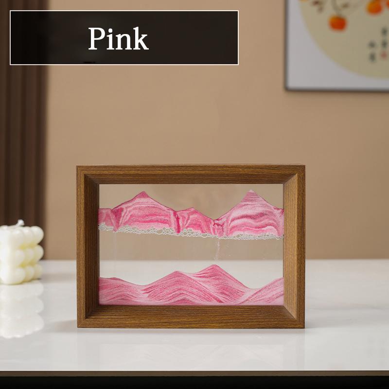 Wooden Frame Sandscape Moving Sand Art Picture Quicksand 3D Liquid Hourglass Craft Flowing Sand Painting Office Home Decor Gifts