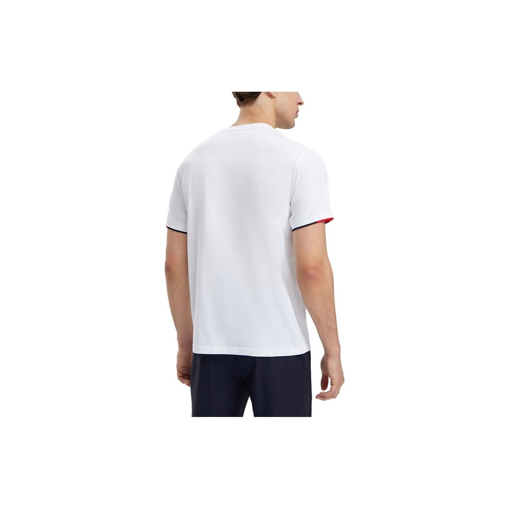 Fila American Vintage Logo Print Tennis Short Sleeve T-Shirt Men Tops Jade-White A11M323104A-WT