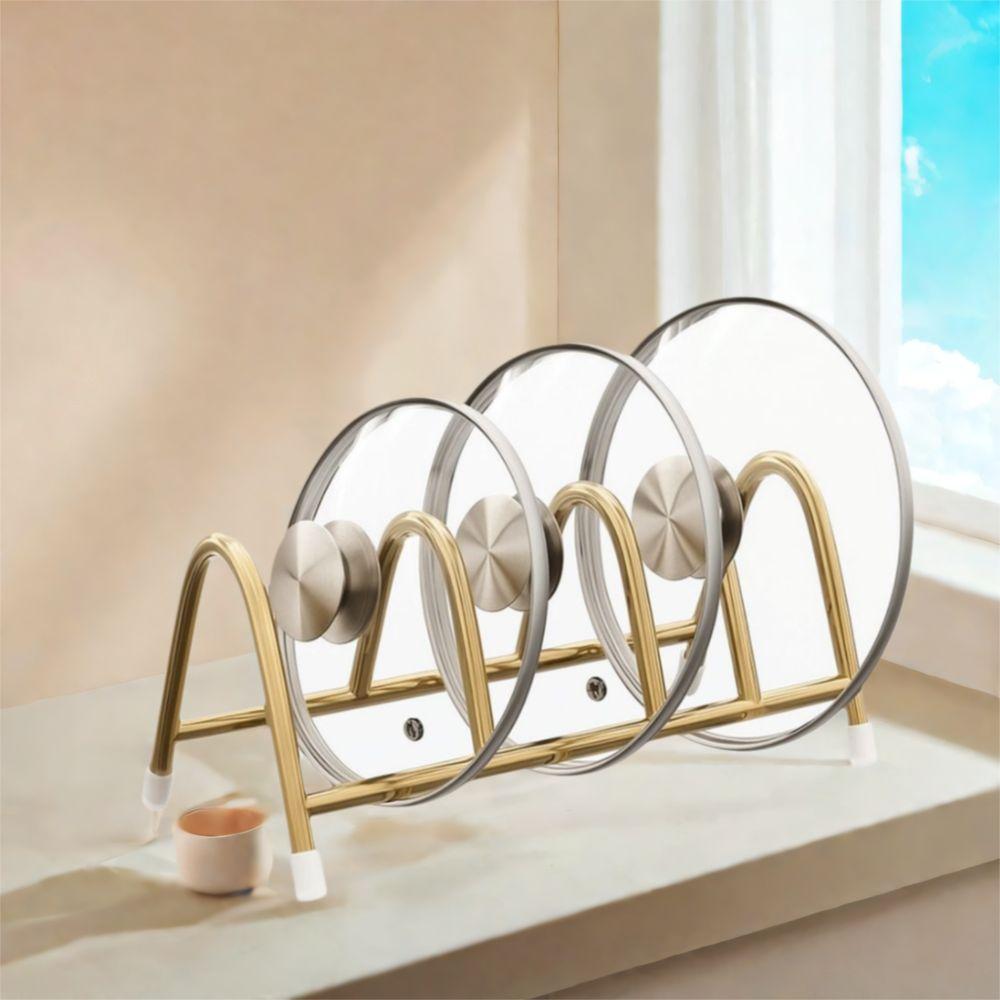 Vertical Pot Lid Holder Stainless Steel Cutting Board Holder Pot Lid Storage Rack Countertop