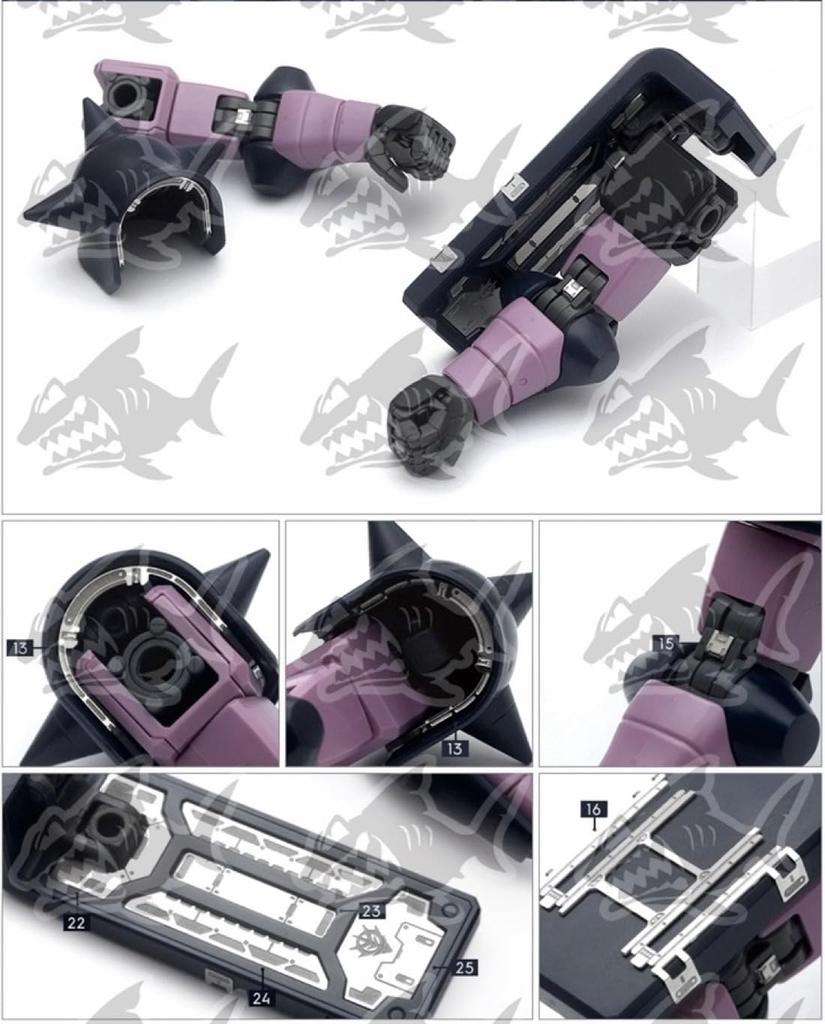 Stainless Steel Parts for and MGSD Modifications Shin Zaku Black Zaku High-Quality Detail-Up HG, RG, MG, PG, MGEX, (for MS-06R-1/1A/R-2 Matsunaga's