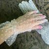 1 Pair Women Thin Short Tulle Gloves Stretchy Lace Spots Sheers Flexible Accessories Full Finger Short Gloves