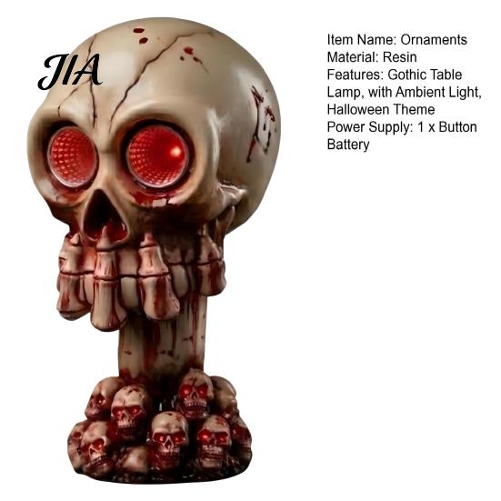 Escape Room Skull Prop Halloween Ornament, with Red LED Eyes Horror Light, Durable Creepy Decoration Resin Decoration, for Haunted Houses Bars