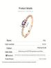 Twelve Zodiac S925 Sterling Silver Adjustable Ring with Colorful Gemstones for Women
