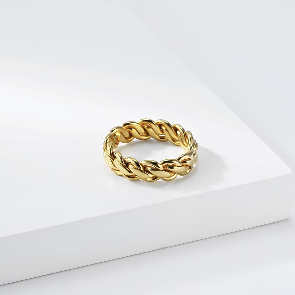 Unisex Titanium Steel Woven Chain Ring - High-End European & American Trend