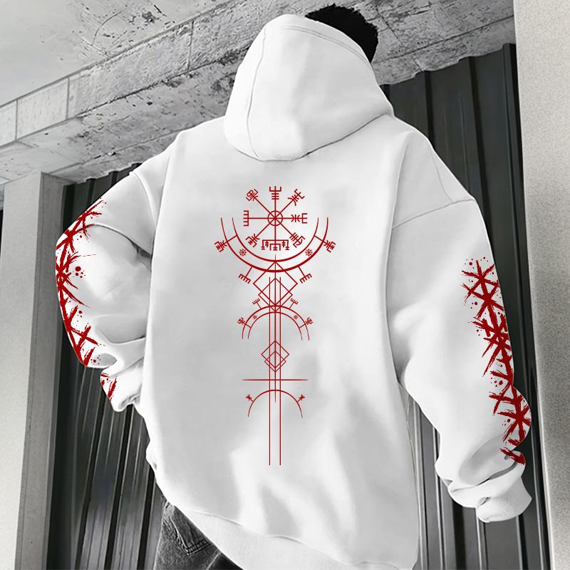 Autumn Winter Men Hoodie Viking Rune Pattern Sweatshirt Comfort Warm Casual Coat Outdoor Home High Quality Fashion