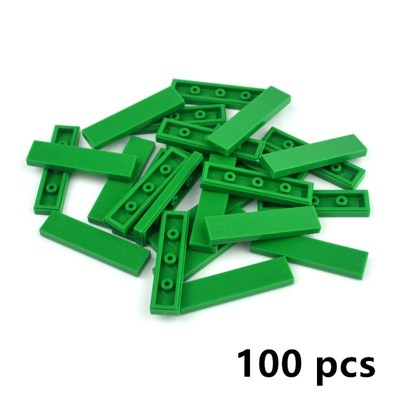 100pcs DIY Building Blocks Smooth Figure Bricks 1x4 Colorful Educational Ceramic Flat Tile Blocks Compatible 2431 Creative Toys