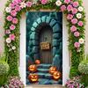 Party Backdrop Jack O'Lantern Event Banner Haunted House Banner Wooden Door Halloween Banner For Holiday Decor Haunted House