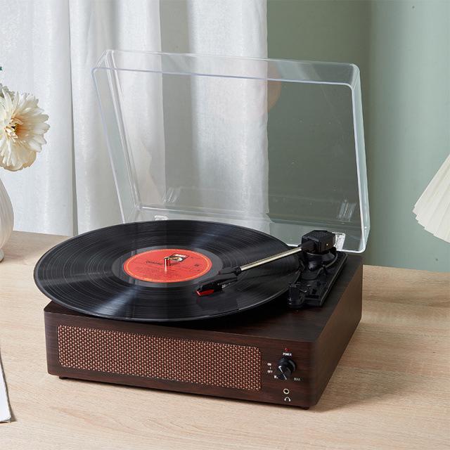 

Портативный беспроводной Bluetooth деревянный ретро-фонограф с пылезащитной крышкой - Подарок для проигрывателя виниловых пластинок Standard