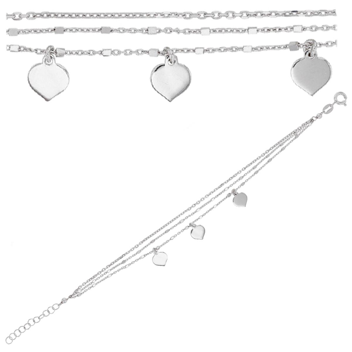 

Les Trésors De Lily [Q9357] - Браслет Artisan Love серебро (родированное) - сердечки 7x7 мм (3 ряда)