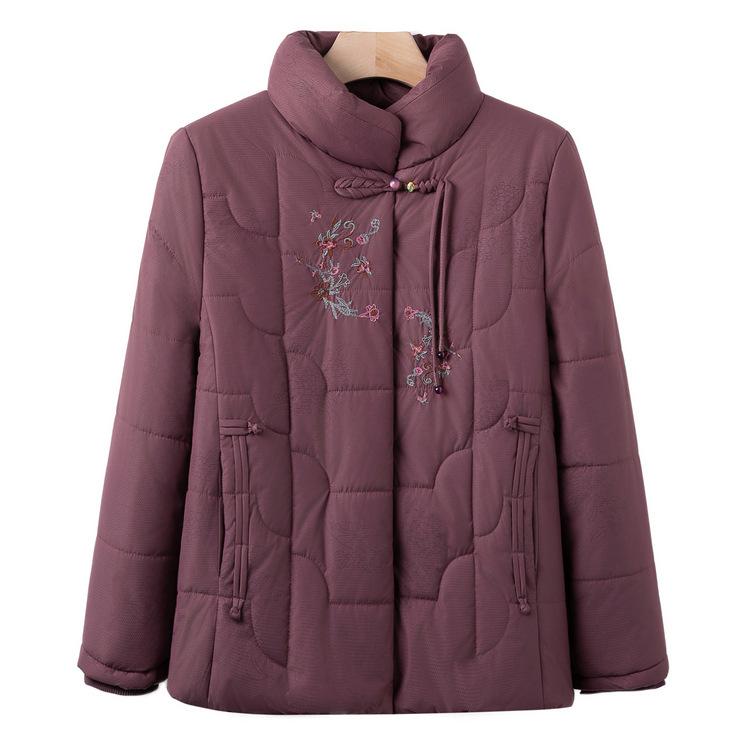 

Small Mother s Winter Cotton Jacket New Style Middle-aged and Elderly Embroidered Cotton Jacket Female Grandma Warm Cotton Jacket L
