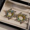 Silver Needle Niche Fashion Rhinestone Geometric Stud Earrings: Light Luxury, High-End Feel, Exaggerated Design for Women.