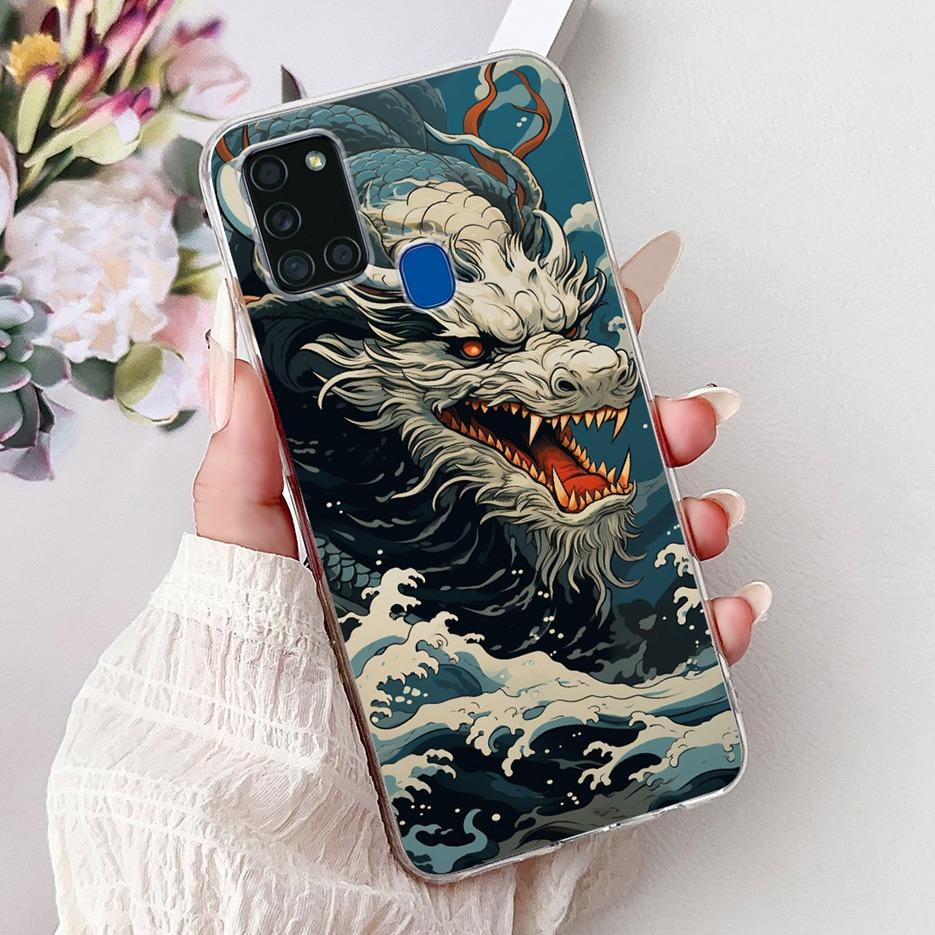For Samsung Galaxy A21S Case SM-A217F Cute Lucky Koi Painted Cover Soft Slim Phone Case For Samsung A21s A217F Back Cover Bumper
