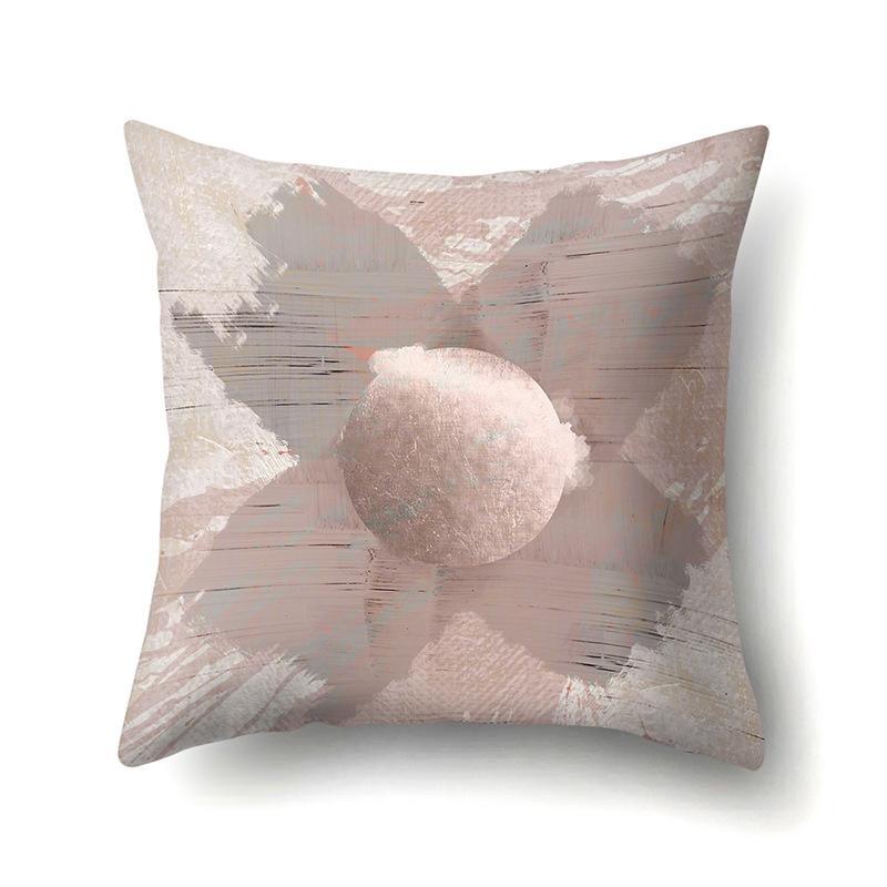 Polyester Pillowcase Marble Nordic Ins Style Geometric Printed Peach Leather Velvet Living Room Sofa Pillowcase