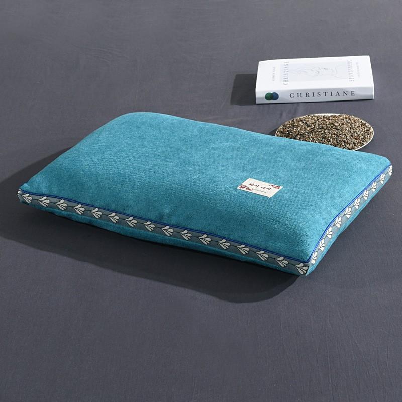 Buckwheat Hull Pillow Neck Support Sleep Aid Adult Single Low Profile Firm With Cotton Linen Cover