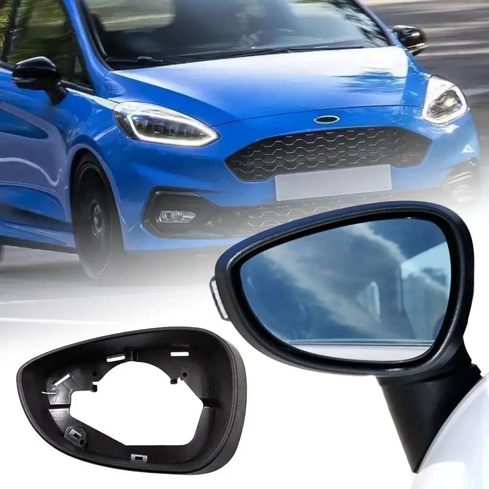 Bil Exteriör Sidospegel Kåpa Ram Hållare Blank Glas Omkring Bakre Spegel Ram Tillbehör För Ford Fiesta MK7 09-15