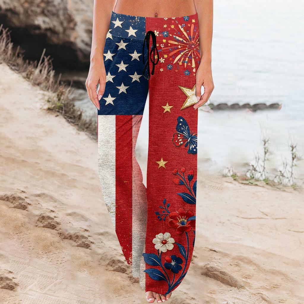 Women's Fashion Loose-Fit Drawstring Elastic Waist Casual Printed Pants