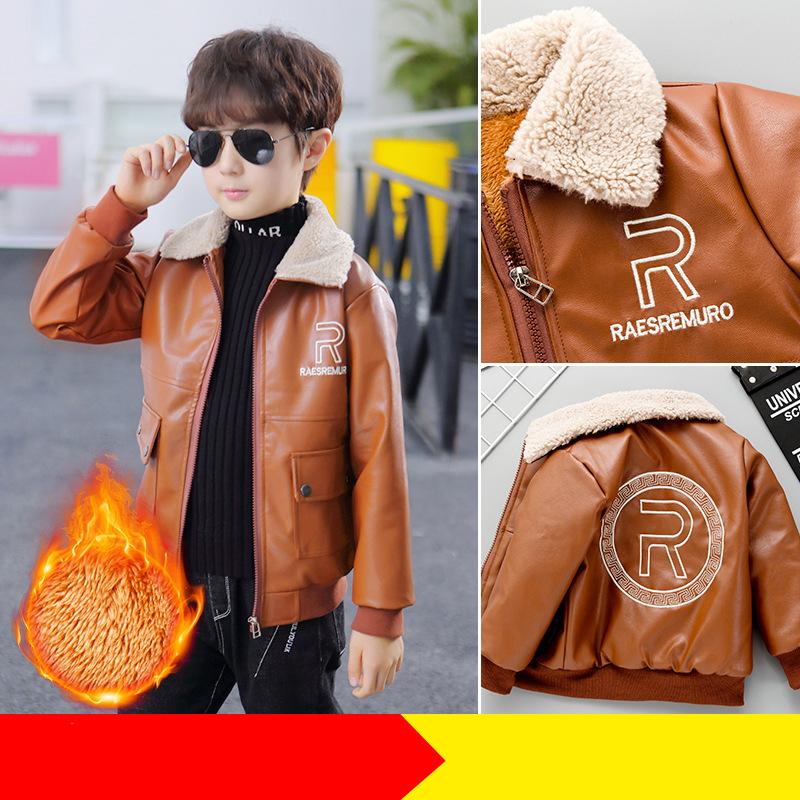 

Куртки Мальчик Толстое Пальто Зимнее Повседневное Пальто Дети Мальчики Верхняя Одежда Кожа 80cm коричневый