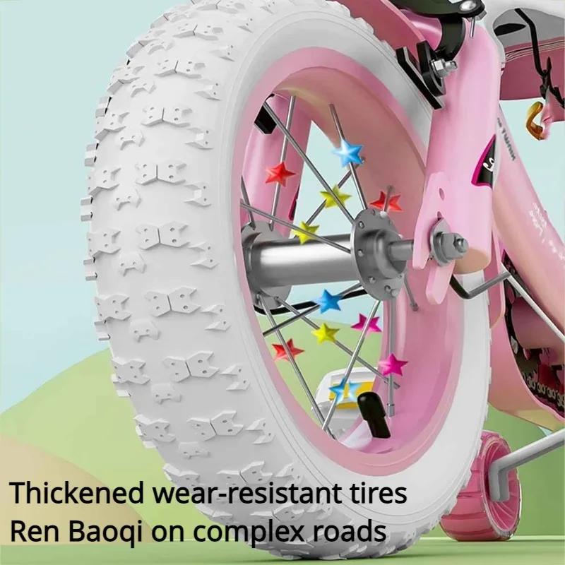 Children'S Folding Bicycle Cute Cartoon Princess Girls Bike With Training Wheels Doll Seat  Basket Kids Boys Cycle Bikes (Pink)