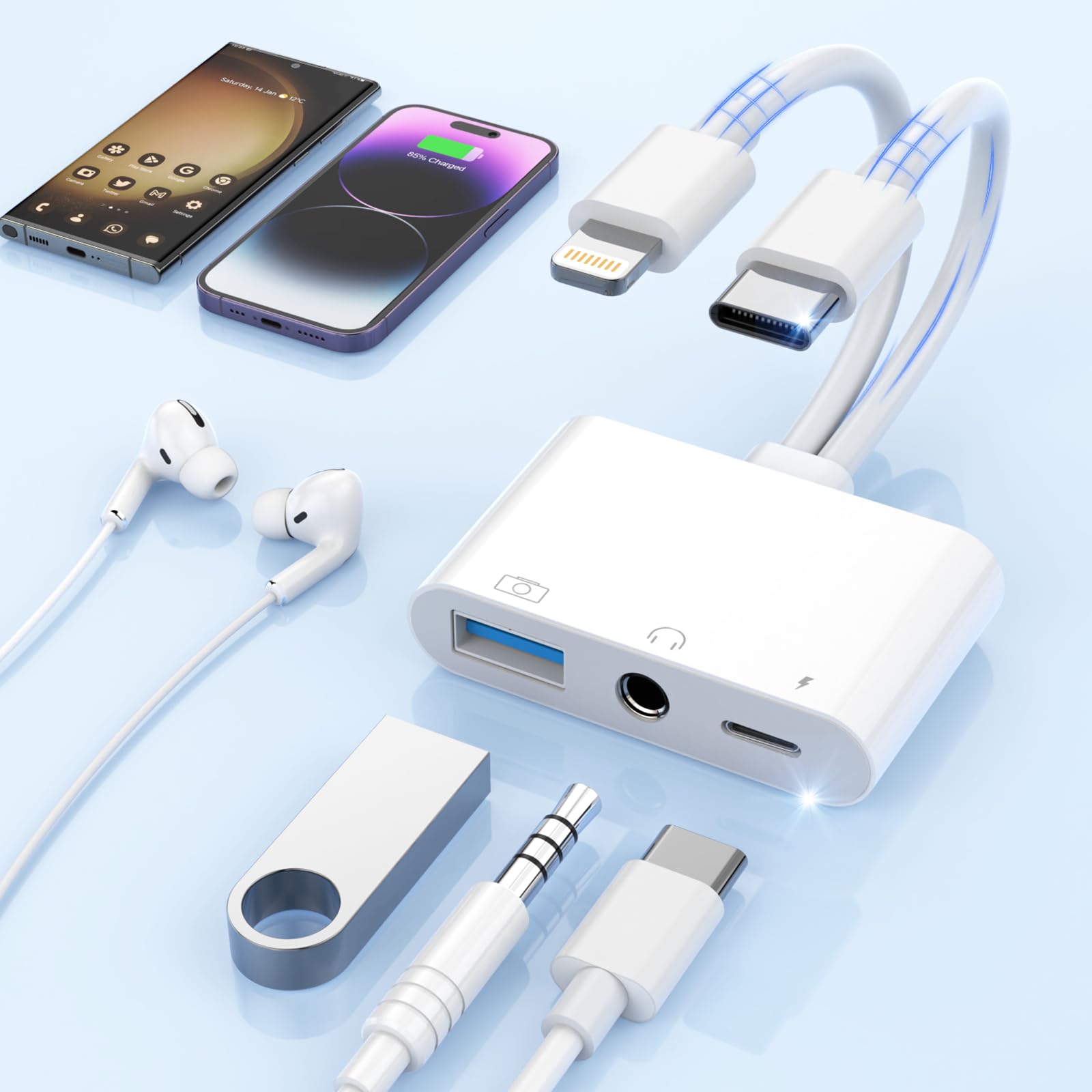 

MFi to Earphone USB C to iPhone Earphone Jack Converter to Fast Simultaneous Volume and Genuine Chip with Sound High Bidirectional PD Compatible with