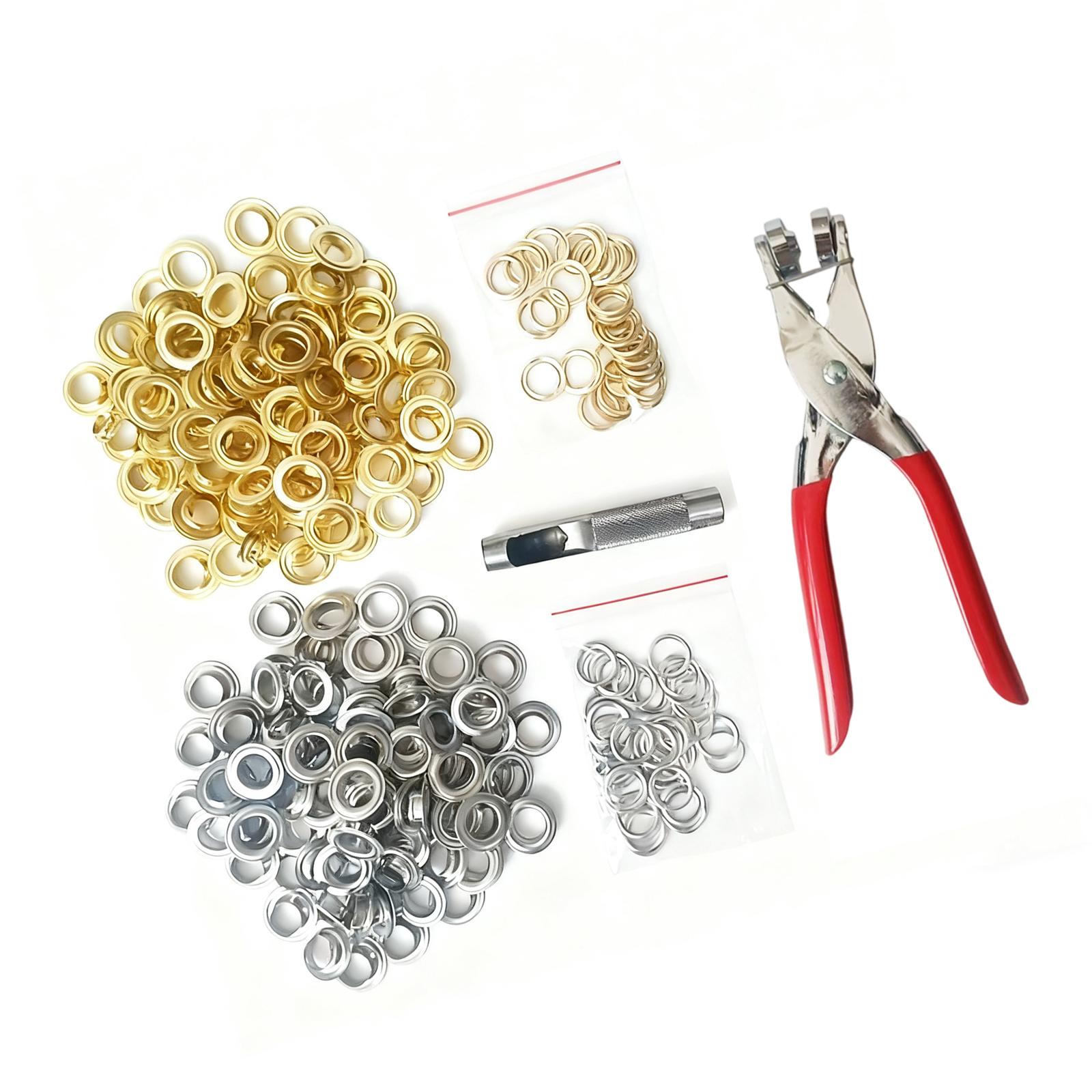 

200 Piece 12mm Floral Eyelet Grommet Kit With Punch Pliers And Hole Punch Tool For Leather Fabric Crafting In 2 Colors