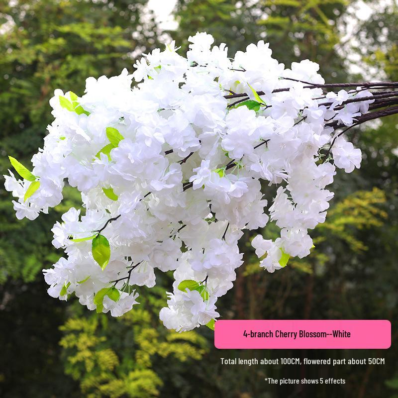 Silk Cherry Blossom Branch Artificial Vine: Floral Decoration for Weddings and Indoor Spaces