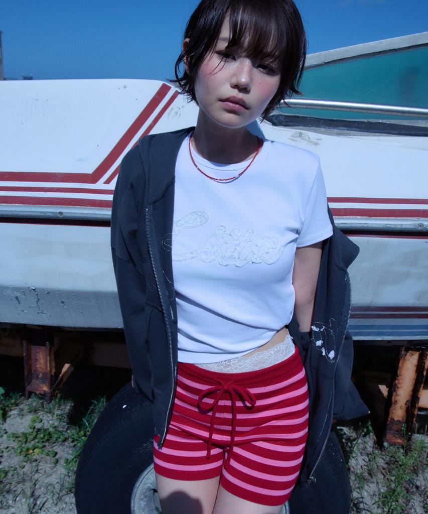 CITTA Stripe Knit Micro Shorts_Ctb570(Red)