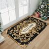 Black Gold Baroque Welcome Print Carpet Plush Flannel Rug Living Room Bedroom Home Decor Area Rug Non Slip Floor Mat