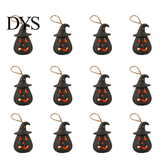 Festive Halloween Lights 12 Pcs LED Pumpkin Lantern, Spooky Hanging Lighted Indoor Night Light with Witch Hat for Outdoor Home Party Decor Lanterns