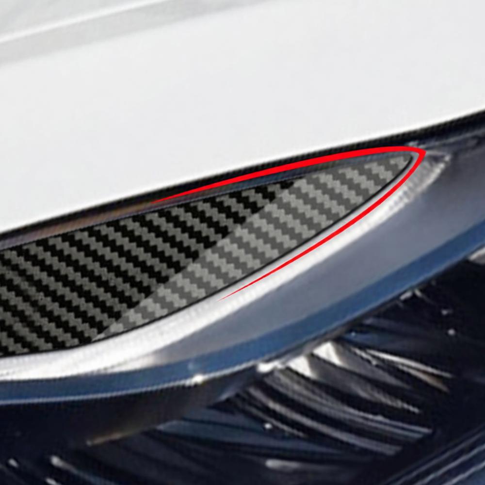 For Tesla Model 3 Y Headlight Eyebrows Eyelids Cover Trim Carbon Fiber Style Exterior Styling Decoration Accessories