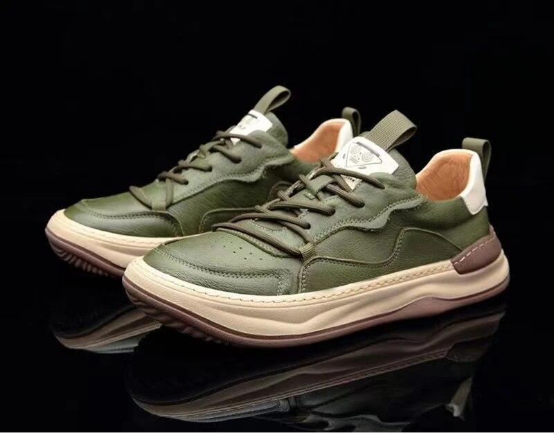 Genuine Cow Leather Men Sneakers Male  New Man Comfortable Hollowed Breathable Casual Sports Shoes Men's Chaussure Homme